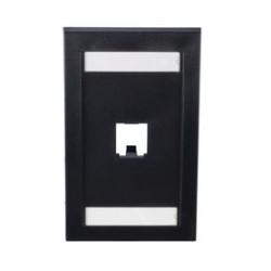 Placa De Pared Vertical Ejecutiva Salida De 1 Puerto Minicom Con Espacios Para Etiquetas Color Negro