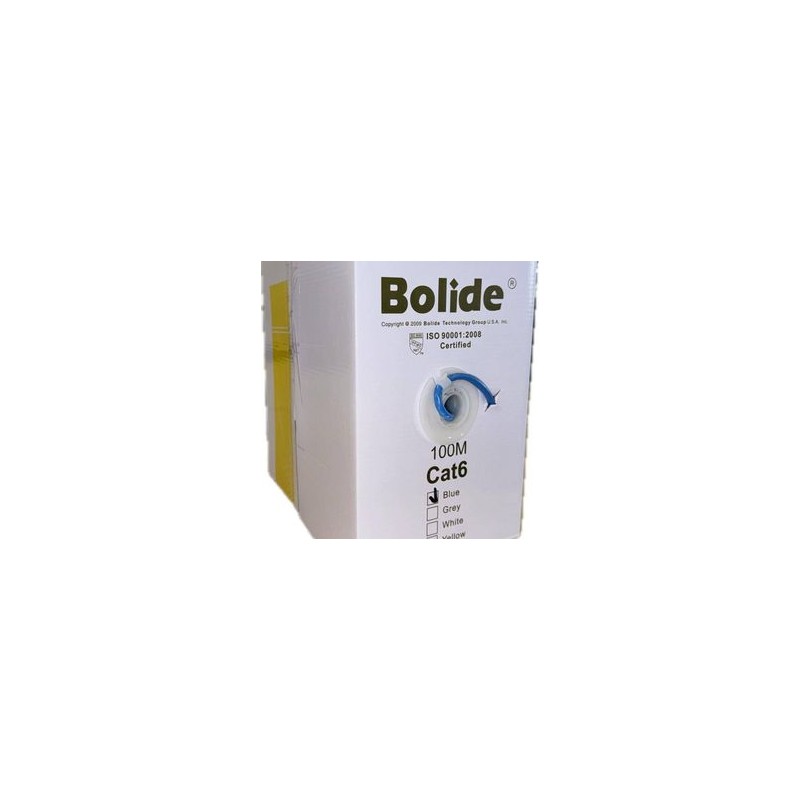 Cable de red UTP Bolide Categoria 6 BP0033/CAT6/CCAM100 bobina de 100 mts CCAM (Copper Clad Aluminum Magnesium) cubierta de PVC