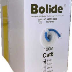 Cable de red UTP Bolide Categoria 6 BP0033/CAT6/CCAM100 bobina de 100 mts CCAM (Copper Clad Aluminum Magnesium) cubierta de PVC