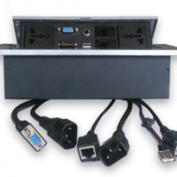 Caja de Mesa RJ45 Cat 5e HDMI SVGA USB V2.0 3.5 mm Nema 515R Plata BROBOTIX 005514 TL1