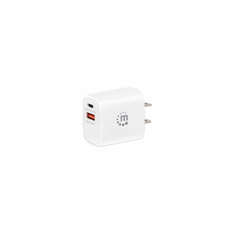 406291 Cargador de pared mini para carga de energia por USB de 2 puertos  20 W enchufe de EUA Color blanco SBNB600