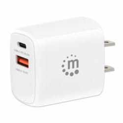 406291 Cargador de pared mini para carga de energia por USB de 2 puertos  20 W enchufe de EUA Color blanco SBNB600