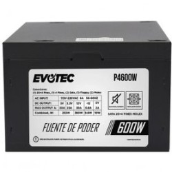 Fuente de Poder EVOTEC P4600W Negro 600 W PC TL1