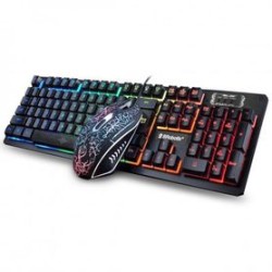Teclado y Mouse USB RGB Negro BROBOTIX 458977  Negro  DPI ajustables 800 / 1600 / 2000 / 2400 TL1