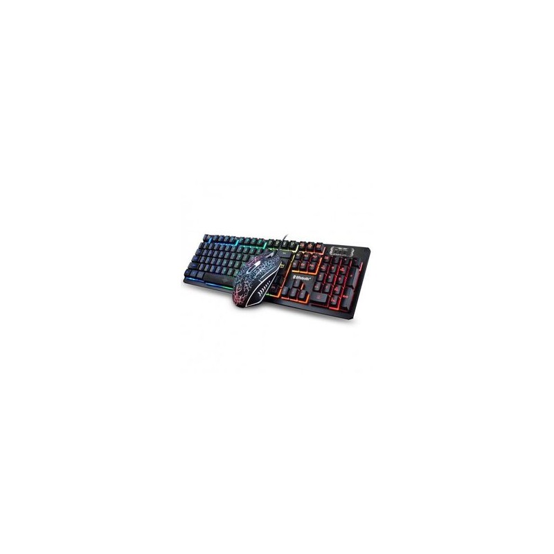 Teclado y Mouse USB RGB Negro BROBOTIX 458977  Negro  DPI ajustables 800 / 1600 / 2000 / 2400 TL1