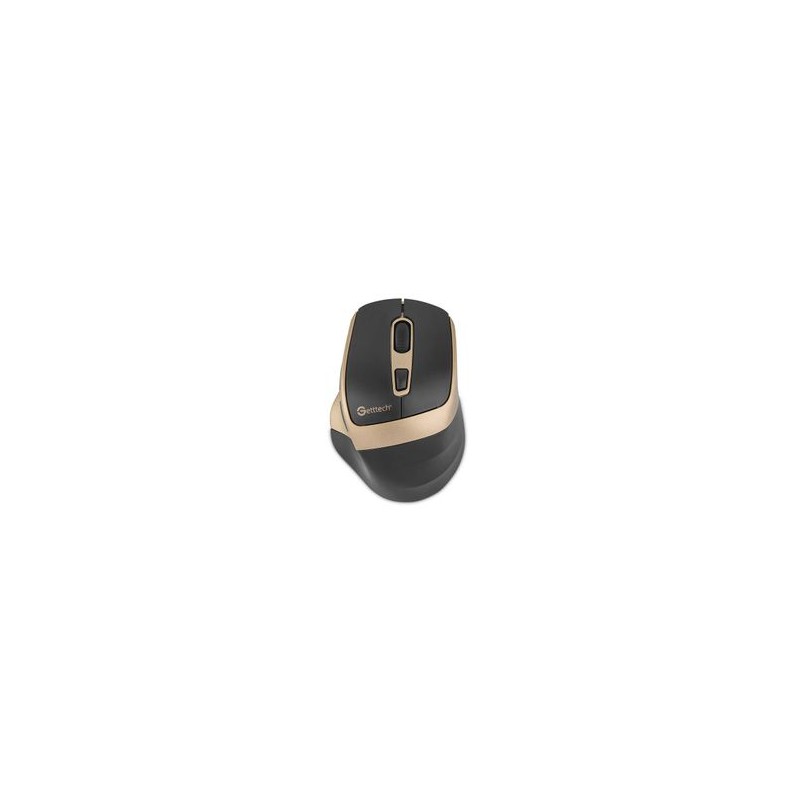GETTTECH MOUSE INALAMBRICO PARA OFIC 6D 725F ILUMINACION RGB CUSTOM 7200 DPI 5 BOTON 1 SCROLL CONECTIVIDAD DUAL NEGRO DORADO GGM