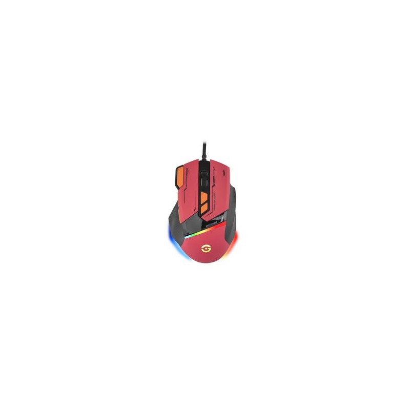 GETTTECH MOUSE GAMER SENSOR 725F ILUMINACION RGB PERSONALIZABLE HASTA 7200 DPI COLOR ROJO NARANJA MOD. GPMRGBWRG1RD NMG-30U2