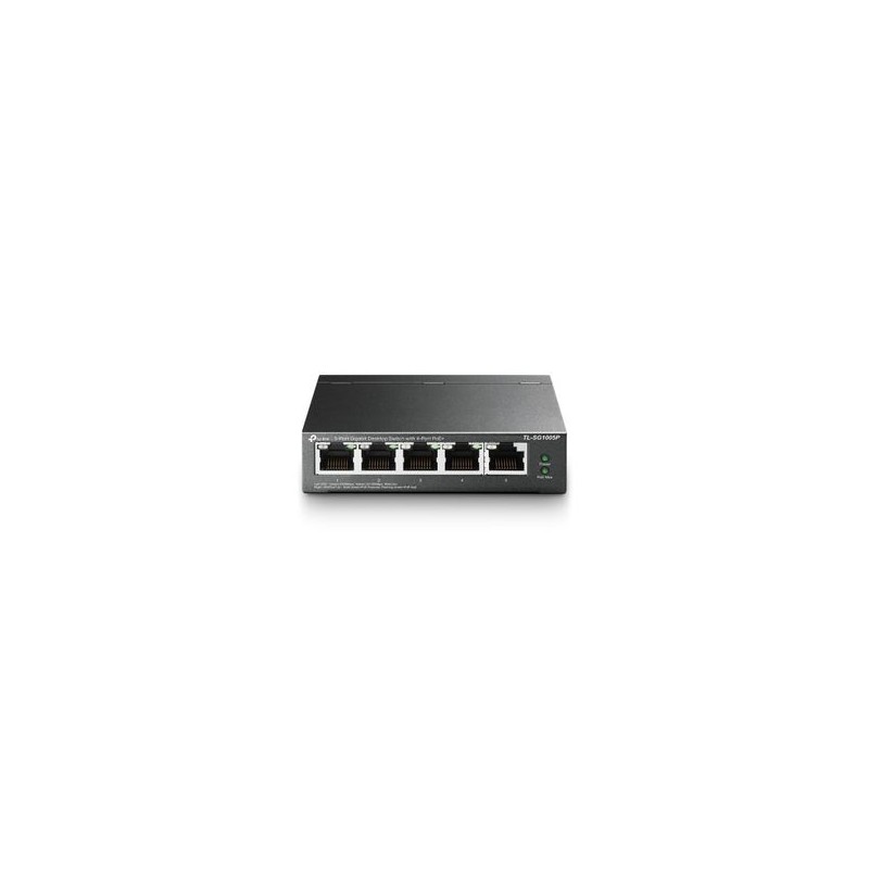 Switch no administrable (TLSG1005P) de (5) puertos 10/100/1000 Mbps (4) Puertos POE  TL1